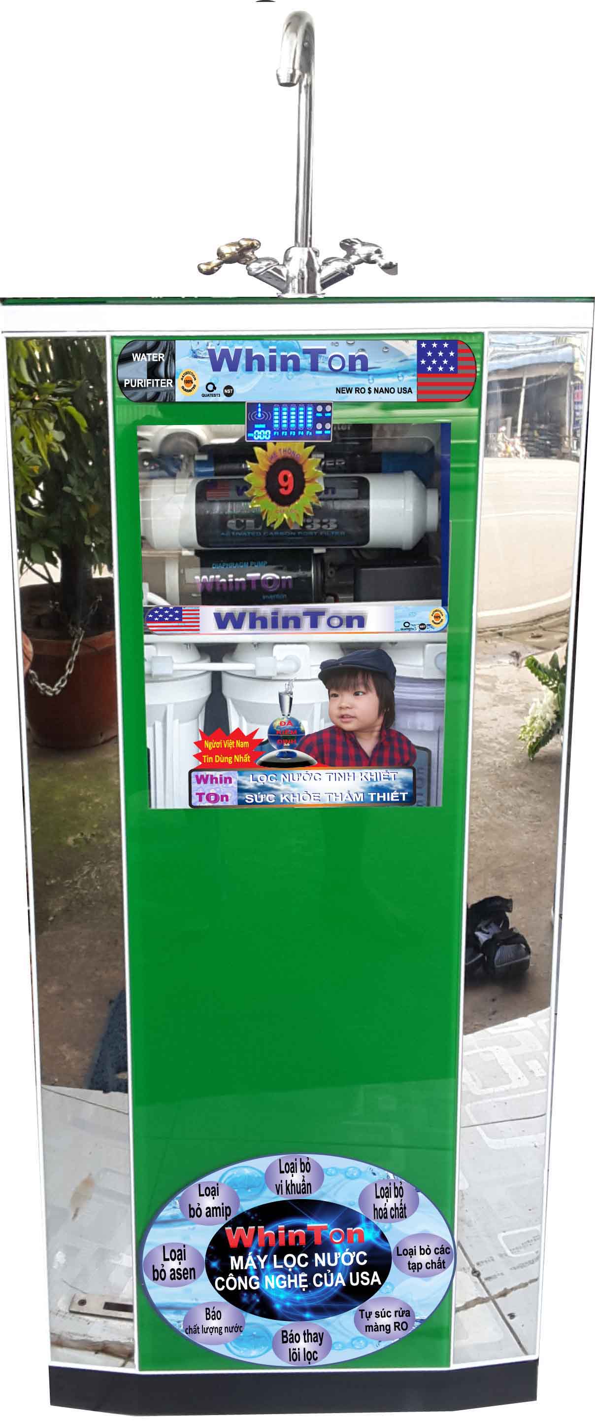 C&ocirc;ng nghệ lọc RO 9 l&otilde;i, 2 v&ograve;i